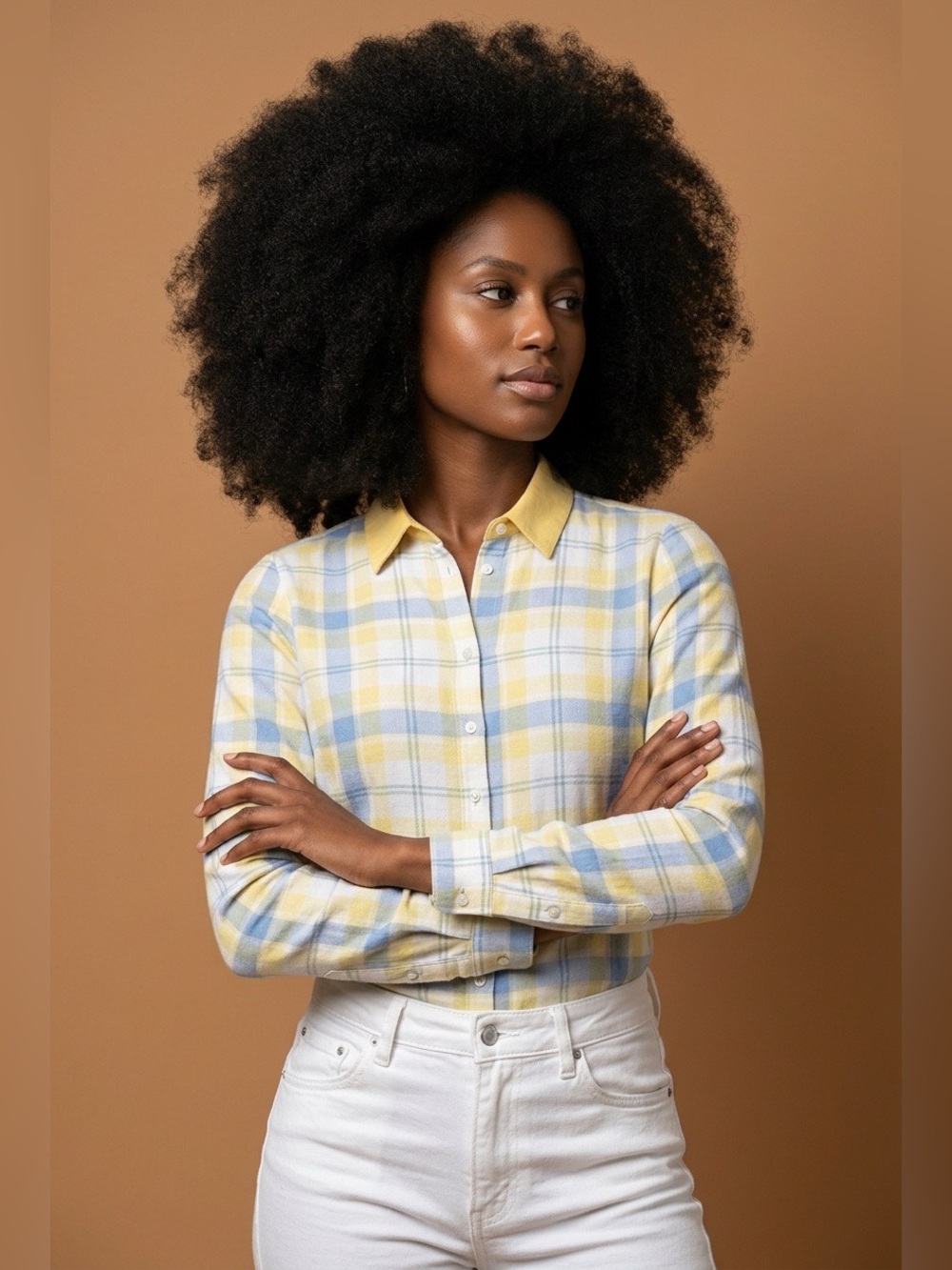 Equipment Femme Plaid Silk Shirt, Size M